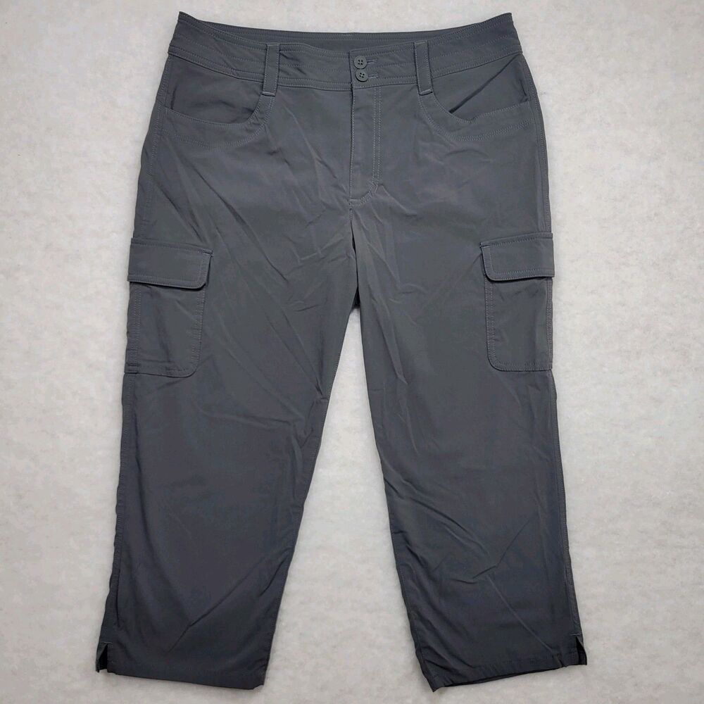 Eddie Bauer Travex Pant Womens Sz 10 Gray Nylon Crop Cargo Hiking Walking Travel